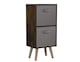 image 1 of Rustic Brown 2-Tier 2-Drawer Cube Shelving Unit with Scandinavian Legs | Grey | Grey & Pine | 1
