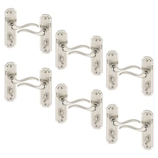 Constance Metal Lever Latch Door Handles Set Rose Internal, External | Silver | 6x Satin Nickel Bathroom