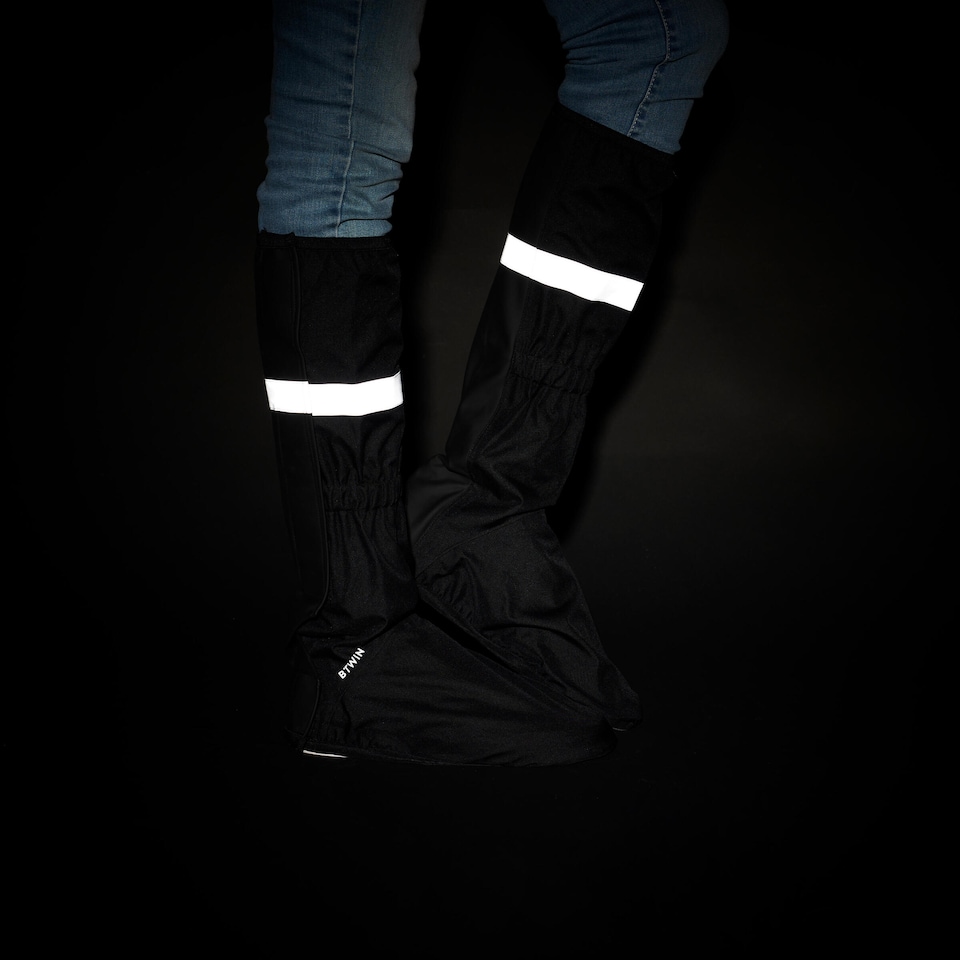 image 1 of Decathlon City Bike Waterproof High Overshoes - Black