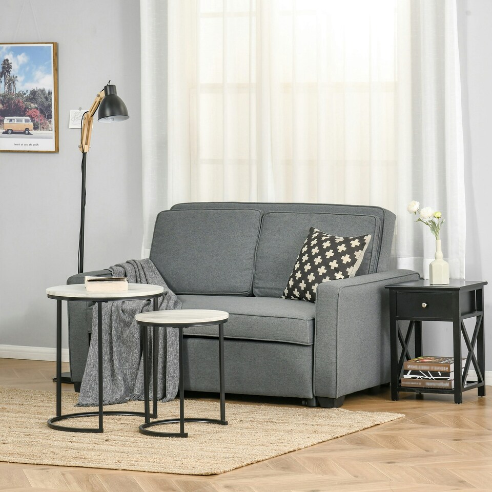 image 1 of HOMCOM 2 Seater Sofa Bed Click Clack Couch Sleeper for Living Room Grey