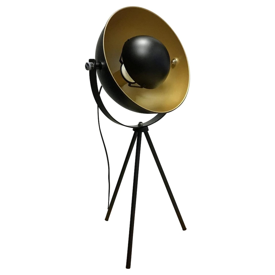 image 1 of Industrial Style Black Tripod Table Lamp | Black | Gold | Large | 1
