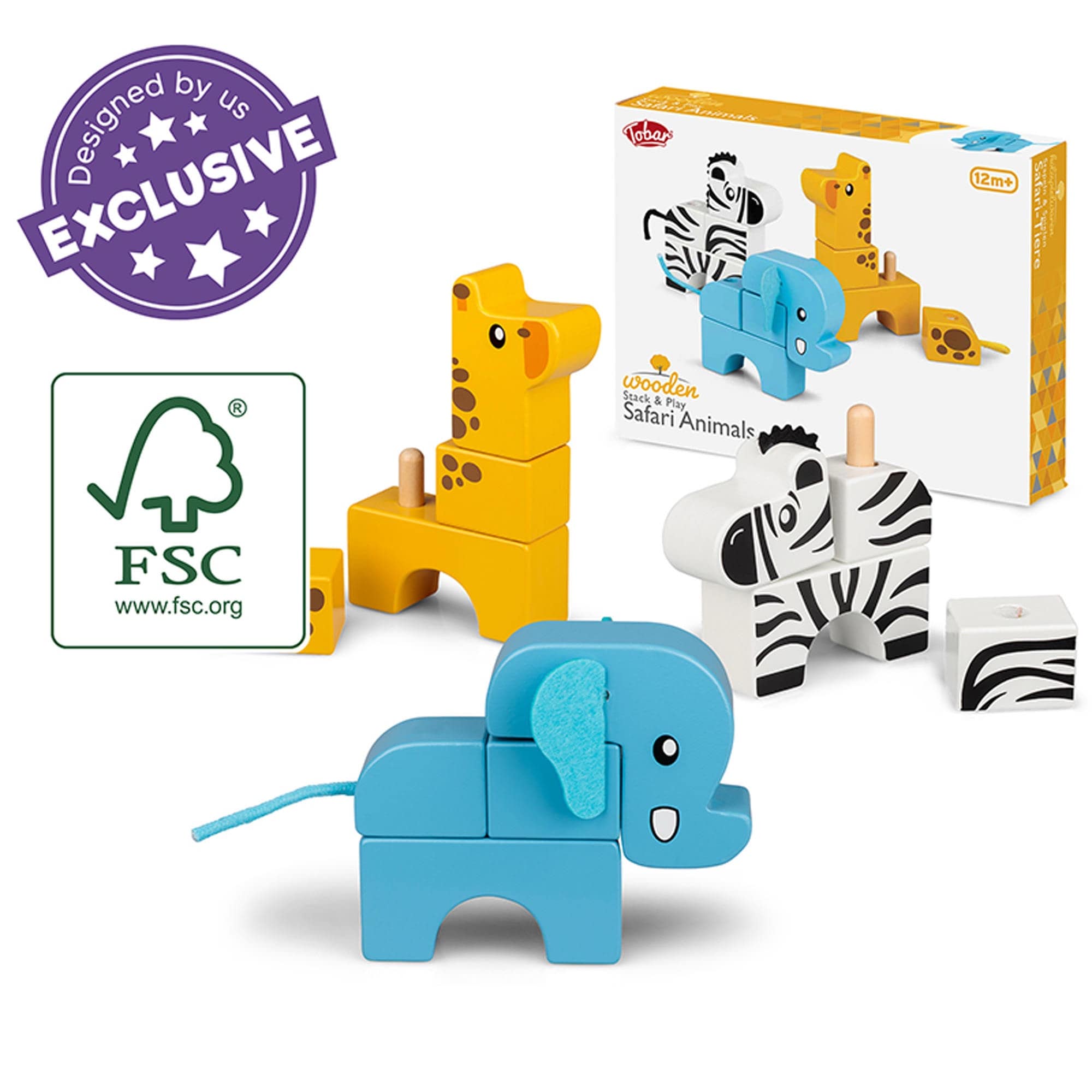 Wooden Stack & Play Safari Animals â Chunky Balance & Building Toy