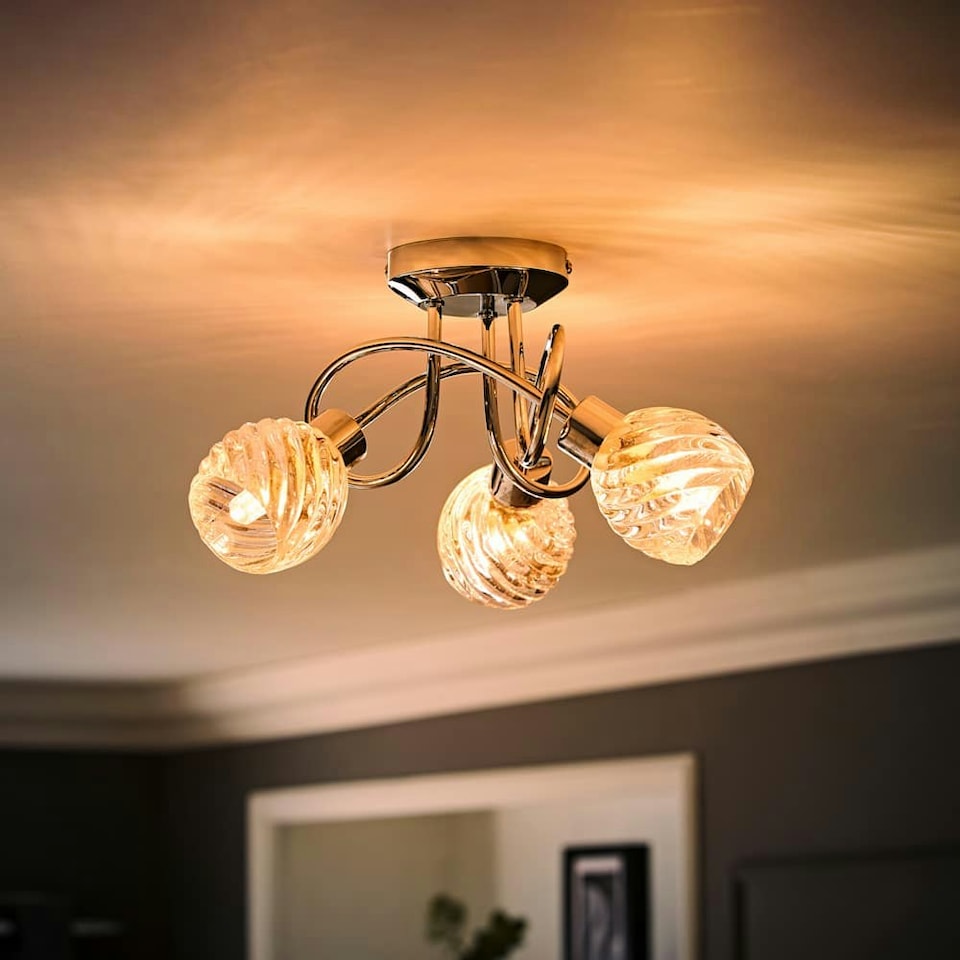 image 1 of ValueLights Reyka 3 Way Silver Ceiling Light | Silver