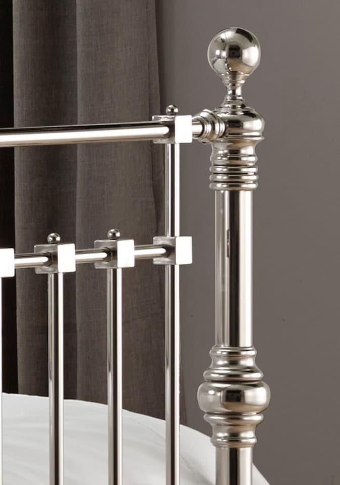 image 1 of 5ft King Size Antique Victorian style, chrome nickel finish traditional metal bed frame bedstead. | Silver | Chrome Nickel | King