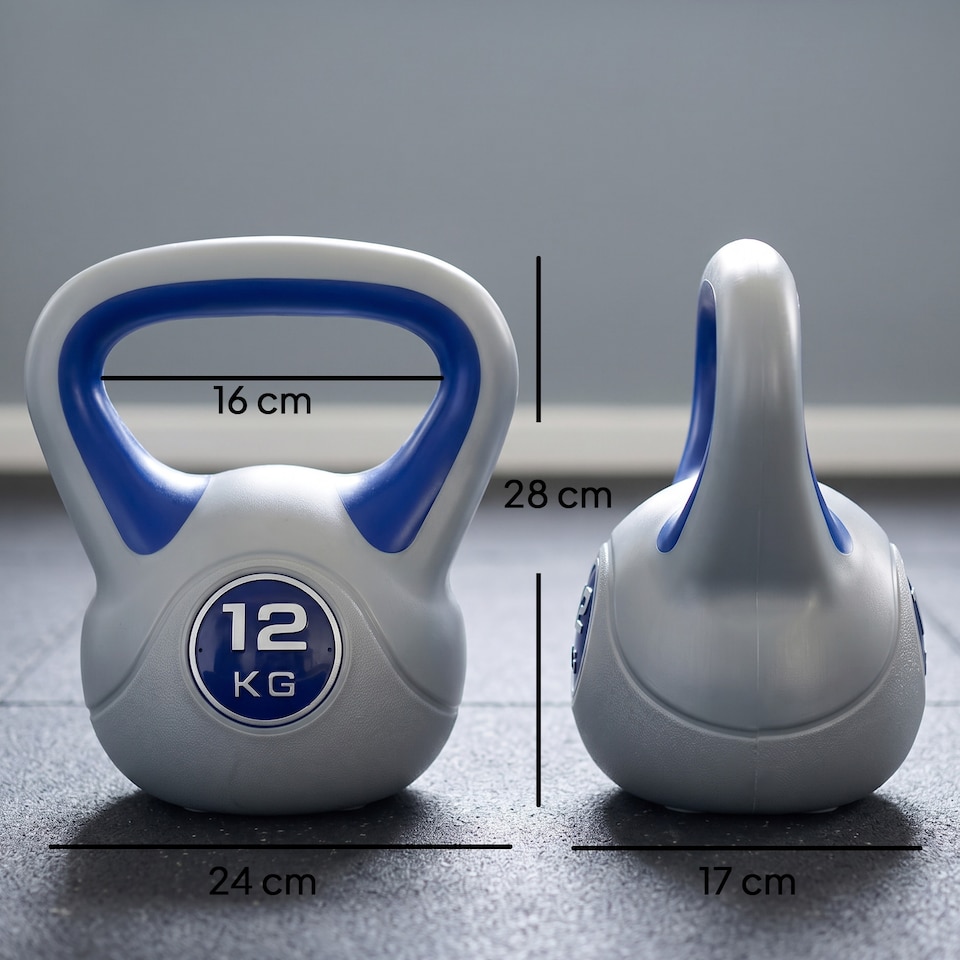 image 1 of SPORTNOW 12kg Kettle Bell with Handle for Home Gym, Dark Blue and Grey | Blue | Blue