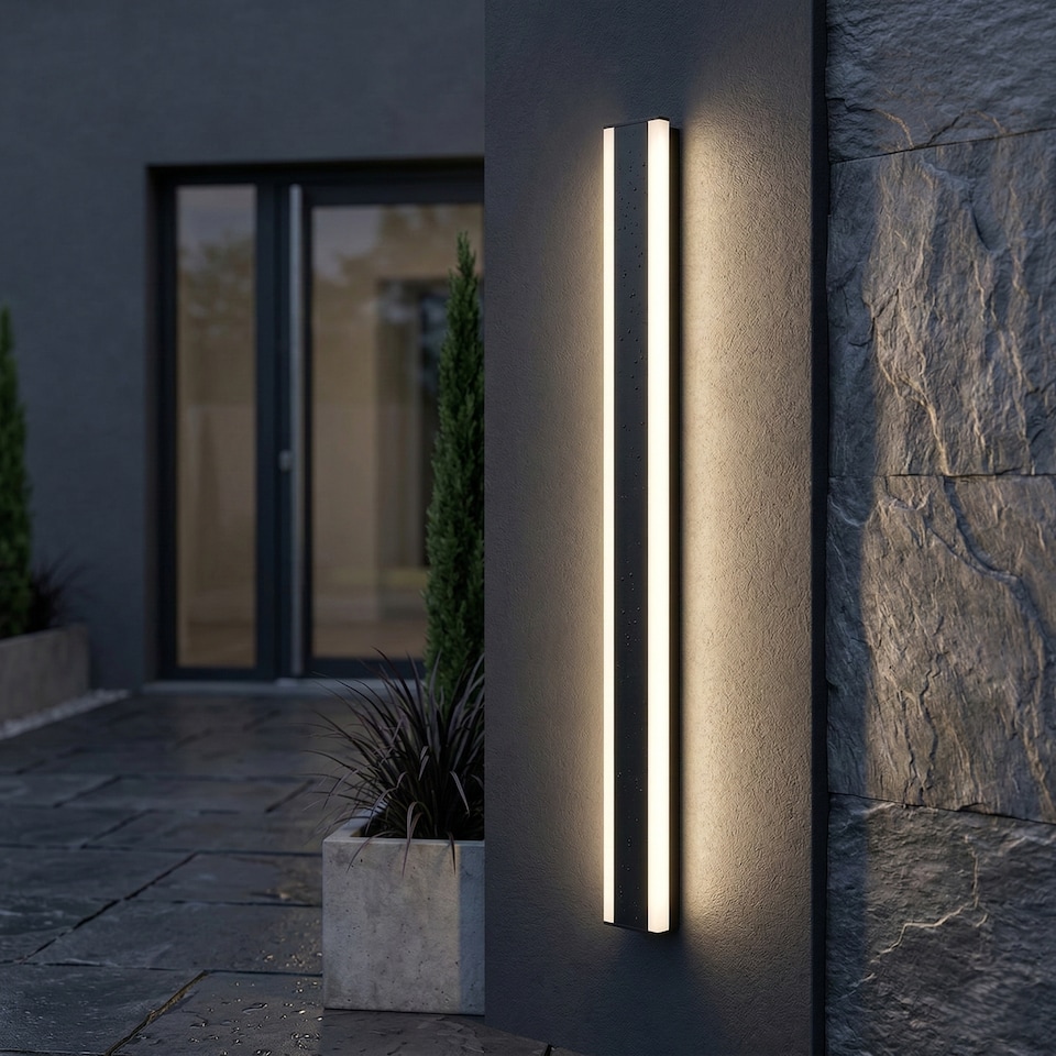 image 1 of Ener-J Outdoor LED Wall Light 100cm Black 24W Warm White IP65 Linear Bar
