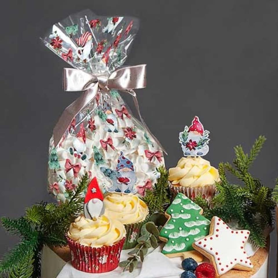 image 1 of Gonk Christmas Cello Gift Bags with Twist Ties - Pack of 20