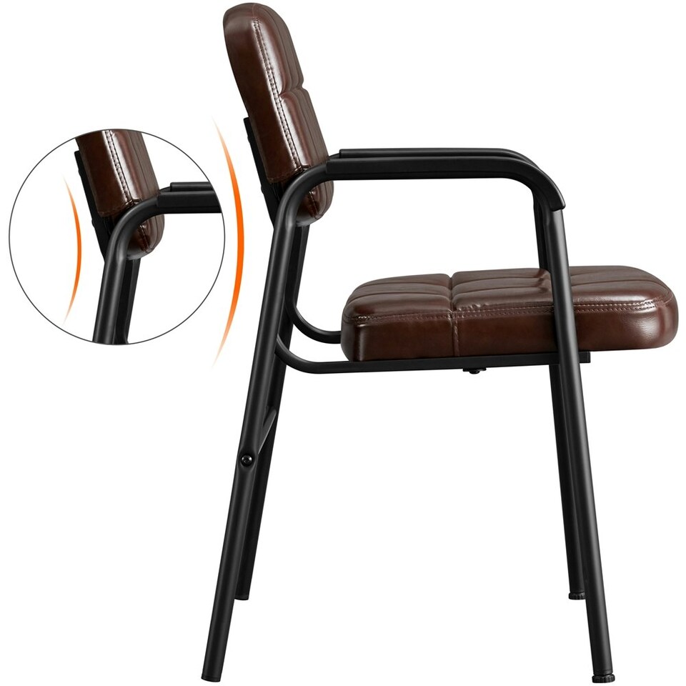image 1 of Yaheetech 2pcs Office Reception Upholstered Chairs for Home & Office Black Brown