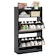 image 1 of COSTWAY Slim Hidden Narrow Shoe Organizer Cabinet with Open Storage-Black
