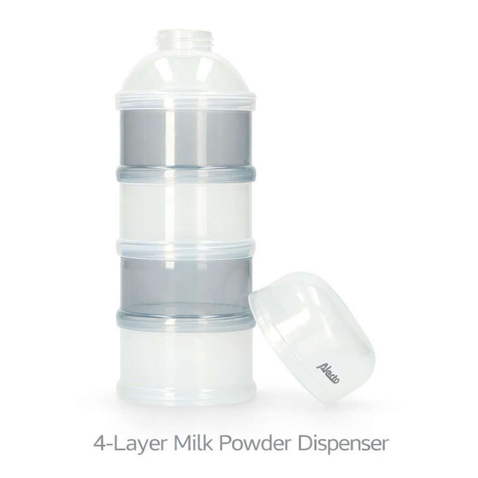 image 1 of Alecto BF-4 Baby Formula Dispenser, Milk Powder Tower with 4 Stackable Storage Containers, BPA-Free, Portable Feeding Solution for Home & Travel