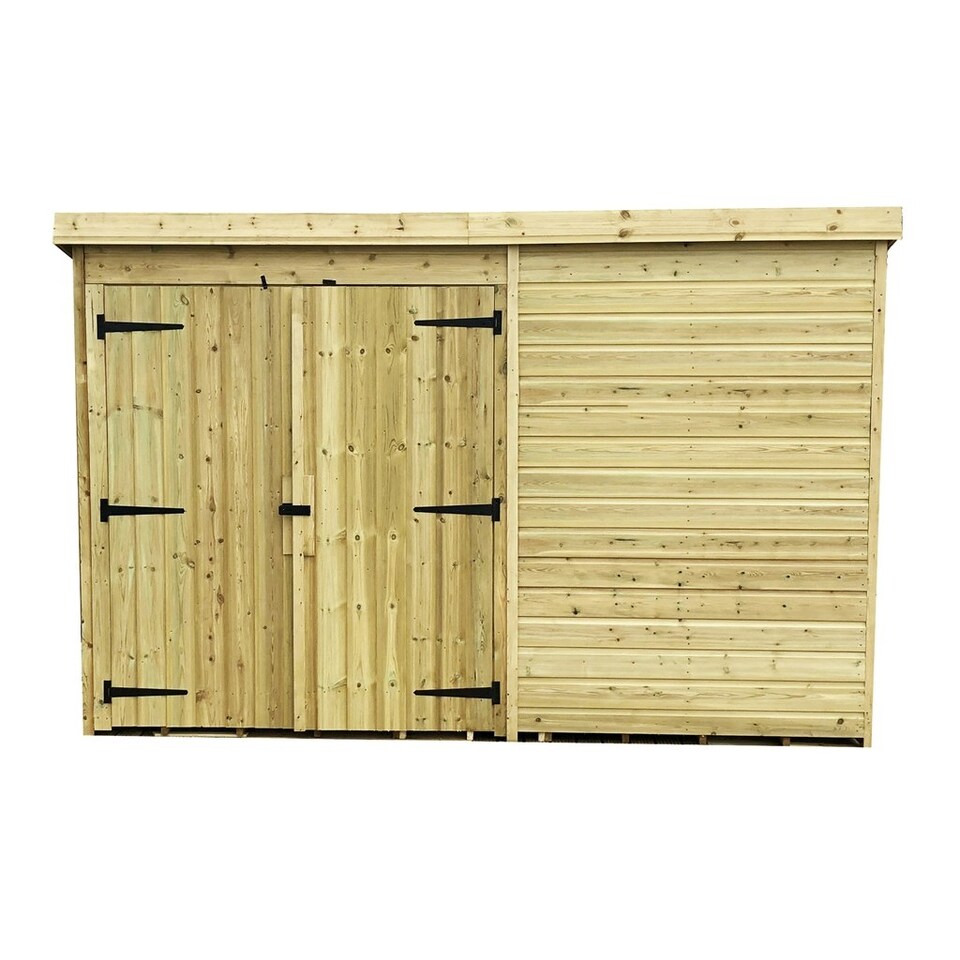 image 1 of 9 x 8 WINDOWLESS Garden Shed Pressure Treated T&G PENT Wooden Garden Shed + Double Doors (9' x 8' / 9ft x 8ft) (9x8)