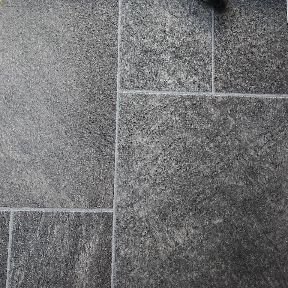 image 1 of Black Stone Effect Anti-Slip Vinyl Flooring For Kitchen, Bathroom, 3.8mm Thick