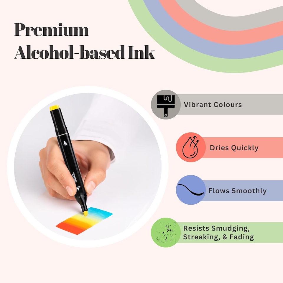 image 1 of Straame Alcohol Markers – Dual-Tip Colouring Pens, (Set of 24)