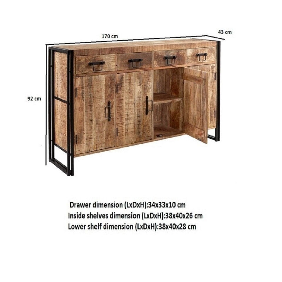 image 1 of Cosmo Extra Large Sideboard - Solid Mango Wood - L43 x W170 x H90 cm Brown