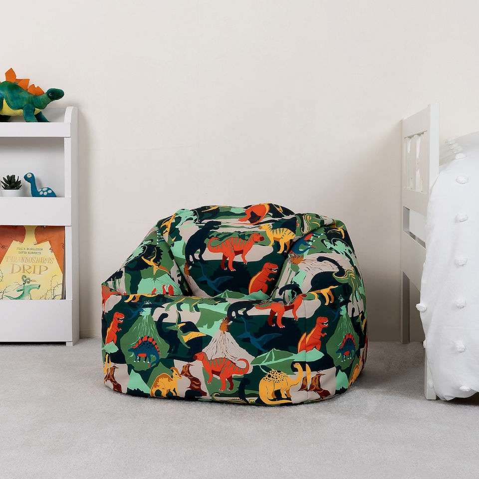 image 1 of Kids Dinosaur Bean Bag Chair Green Childrens Bean Bags | Green | Green | 1