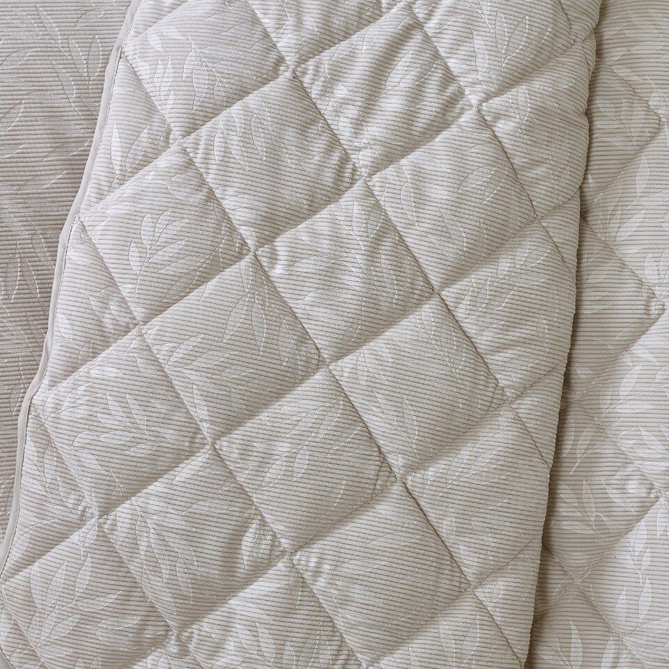 image 1 of Catherine Lansfield Corded Leaves Quilted Bedspread | Gold | Champagne Gold | One Size
