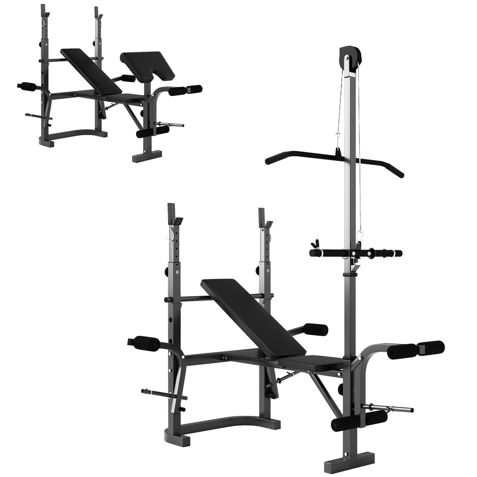 image 1 of SPORTNOW Multi-Exercise Incline/Flat Weight Bench with Bench Press Rack