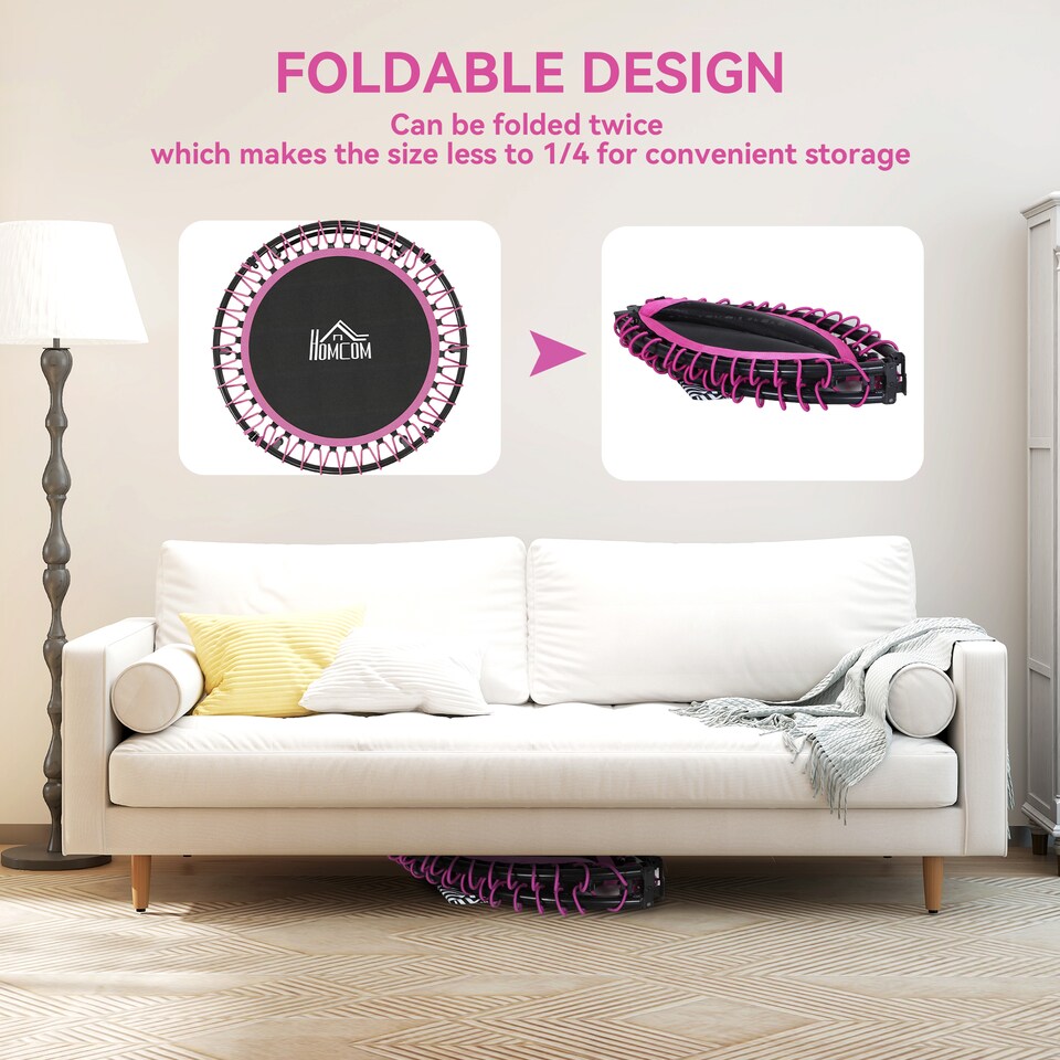 image 1 of HOMCOM Trampoline Outdoor Bouncer Jumper Adjustable Handle, Pink