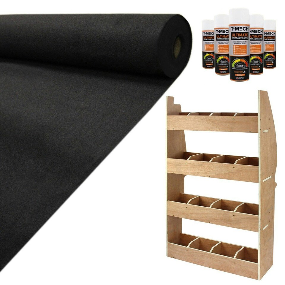 image 1 of 11sqm Black Van Lining & Citroen Berlingo Racking Unit Black