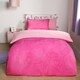 image 2 of OHS Luxury Teddy Fleece Reversible Duvet Cover and Pillowcase Bedding Set | Multi | Pink/Hot Pink | Double