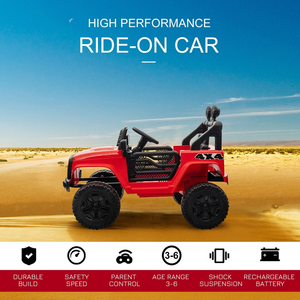 image 1 of HOMCOM 12V Kids Electric Ride On Car Truck Off-road Toy W/ Remote Control Red