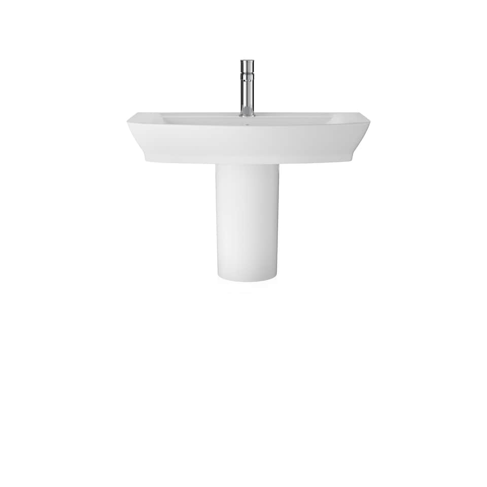 image 1 of Balterley Spirit Square Ceramic Basin and Semi Pedestal - Balterley | White | White