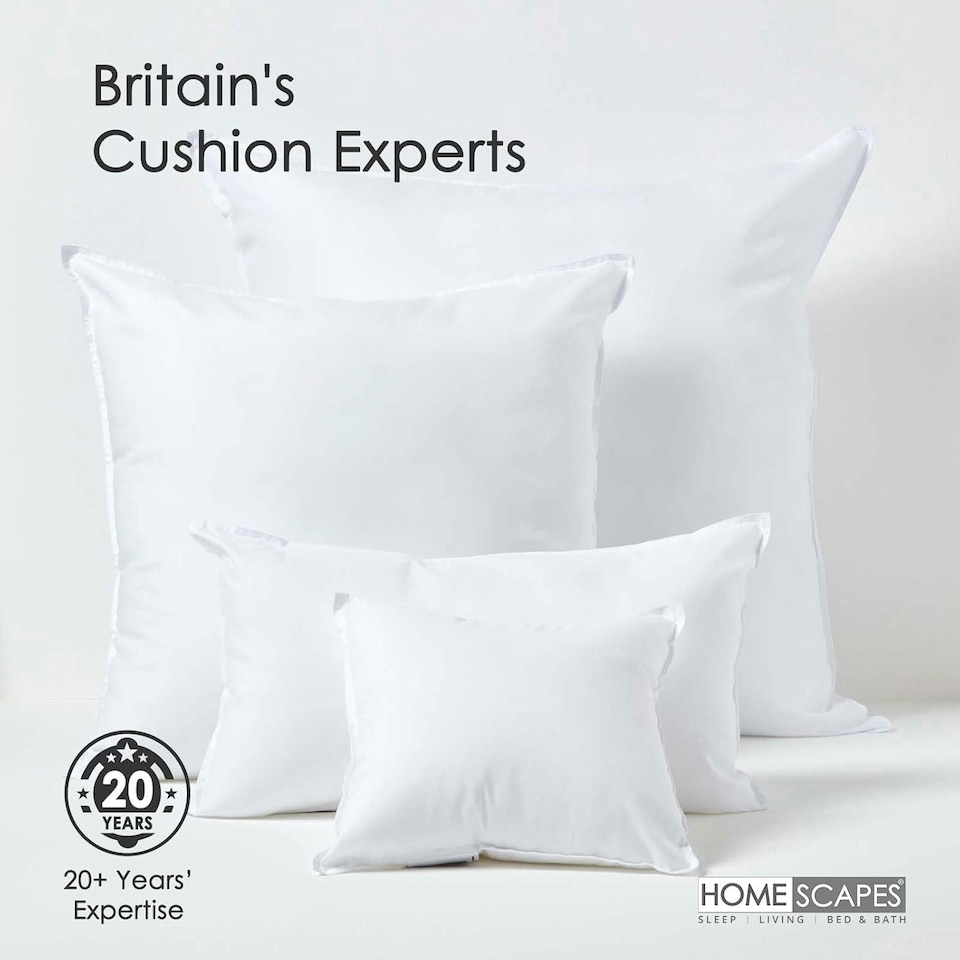 image 1 of Homescapes Luxury Super Microfibre Cushion Pad Insert Inner 30 x 30 cm (12 x 12 inches) | White | 30 x 30 cm (12 x 12")