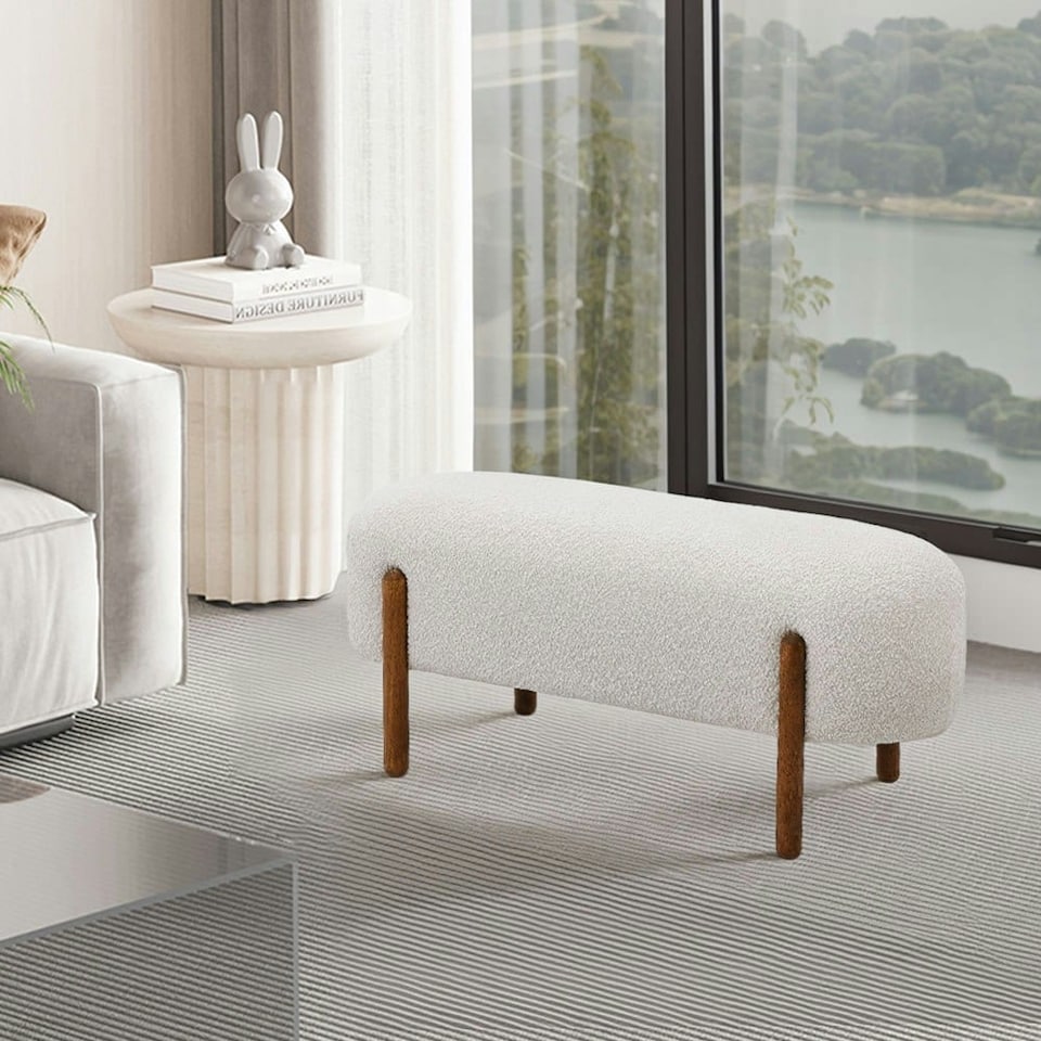 image 1 of Living and Home Contemporary Upholstered Bench - Beige