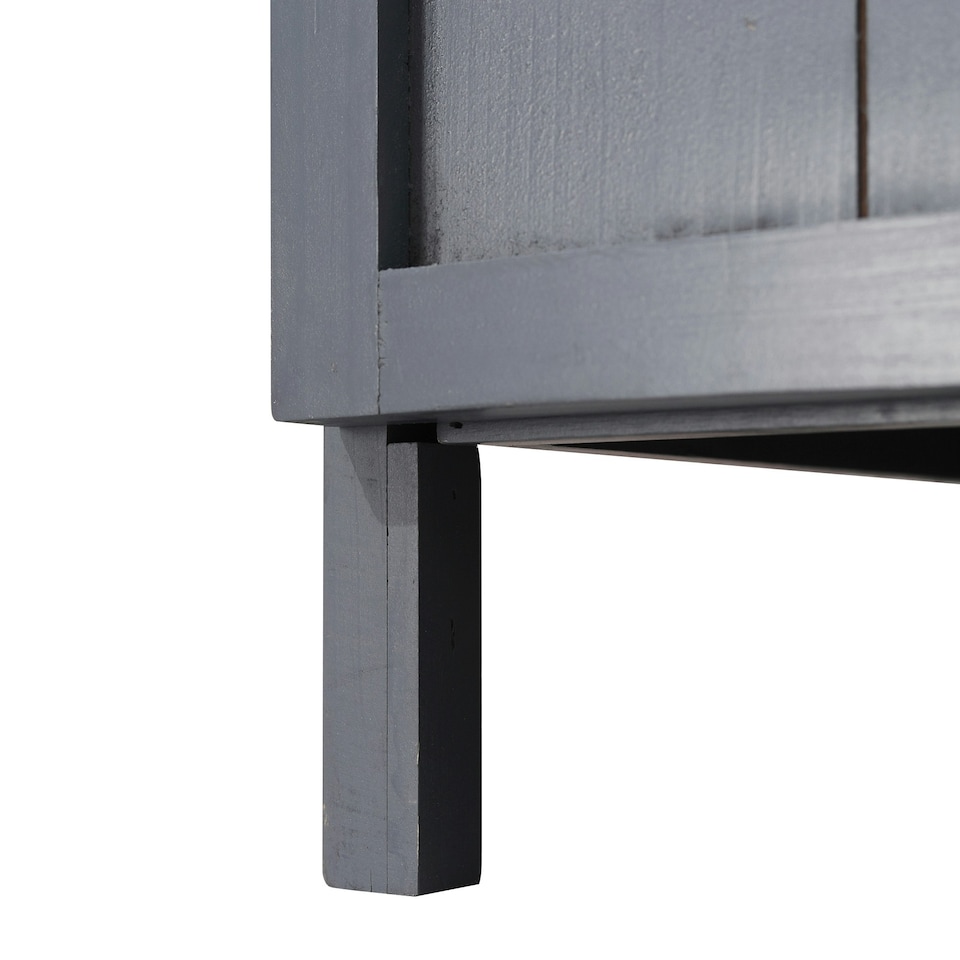 image 1 of Outsunny Garden Storage Cabinet Potting Bench Table with Galvanized Top, Grey