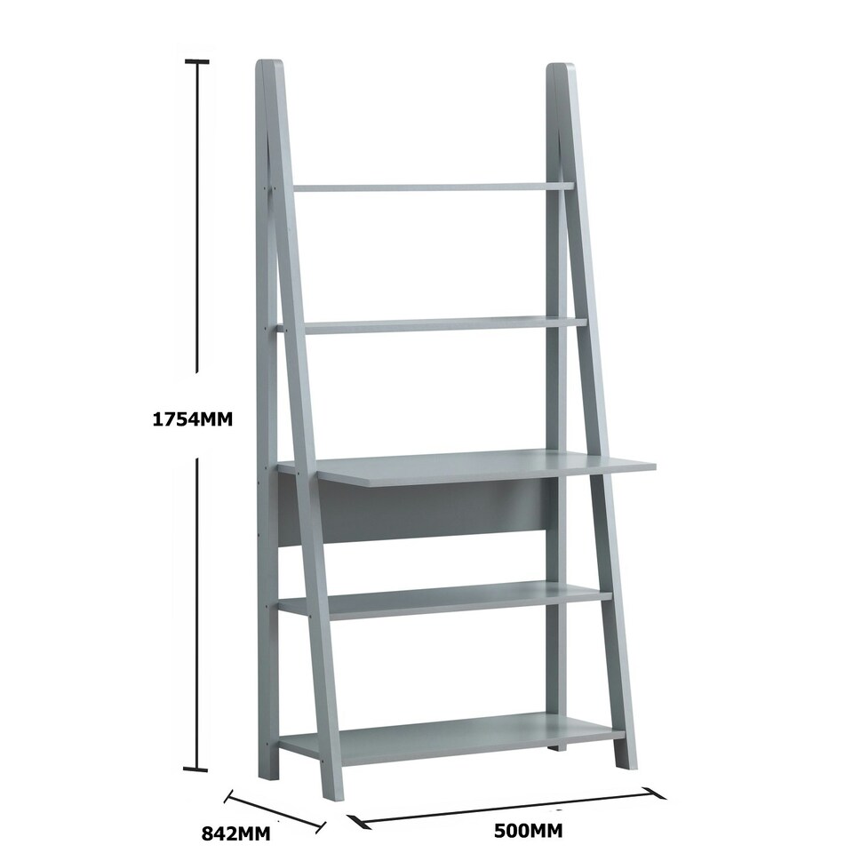 image 1 of Riva Ladder Bookcase Desk Light Grey