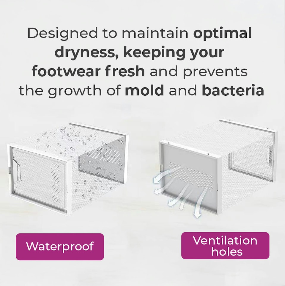 image 1 of Neo 12 pcs Large Shoe Storage Box Boxes Transparent Clear Plastic Stackable Organiser Containers with Lids for Women/Men Magnetic Closure- White