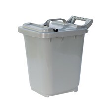Kerbside Compost Caddy with Locking Lid - Silver - for Food Waste Recycling (23 Litre) - Plastic Bin with Composting Guide