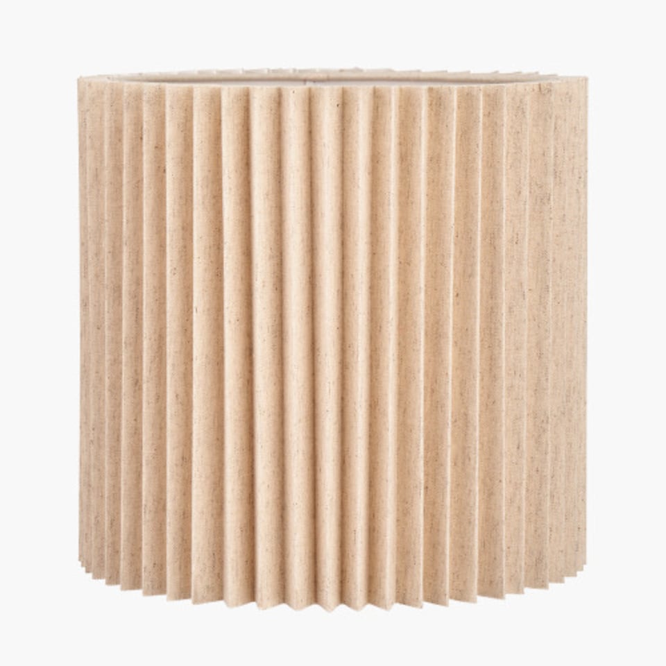 image 1 of Natural Linen Hard Pleat Lampshade | Cream | Cream | 1