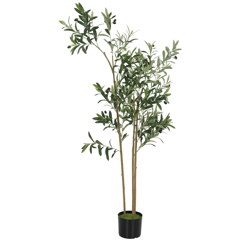 image 1 of HOMCOM 148 cm Decorative Artificial Plant, Silk Olive Tree with 553 Leaves