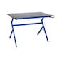 image 1 of Blue Ergonomic PC Gaming Office Computer Desk with Headphone Hook