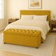 image 1 of 150cm Chesterfield Plush Velvet Mustard Gold Upholstered Storage Ottoman Bench - Deep Tufted Lid & Wooden Leg