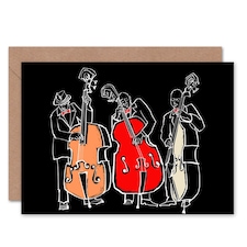 Jazz Music Bass Contrabass Musicians Painting Art Card