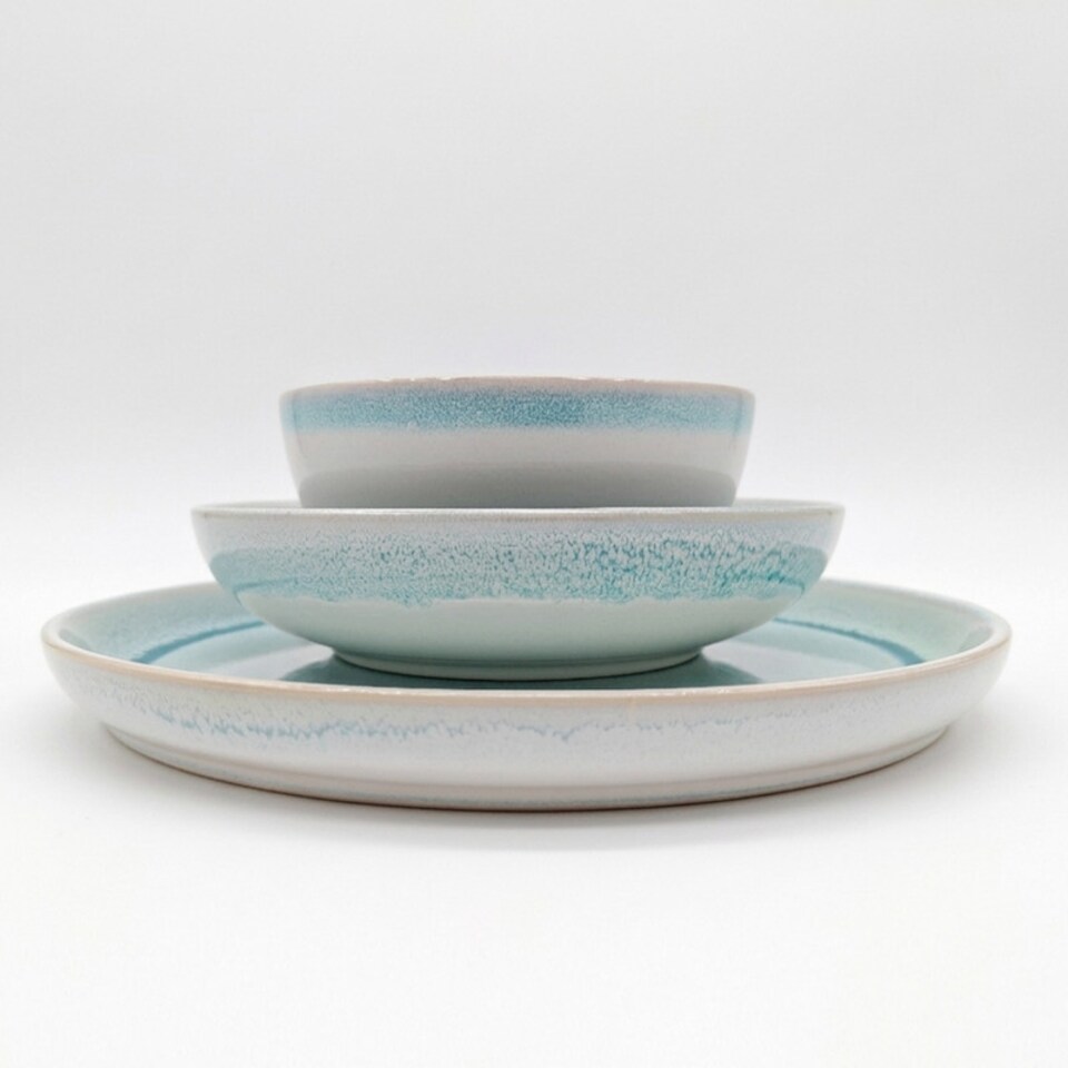 image 1 of Reactive Blue Glaze Dinnerware Dinner Plate 6pc Set 27cm