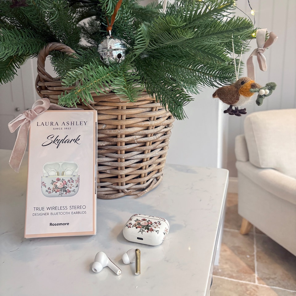 image 1 of Laura Ashley Rosemore 'Skylark' True Wireless Earbuds with HD Microphone and Charging Case