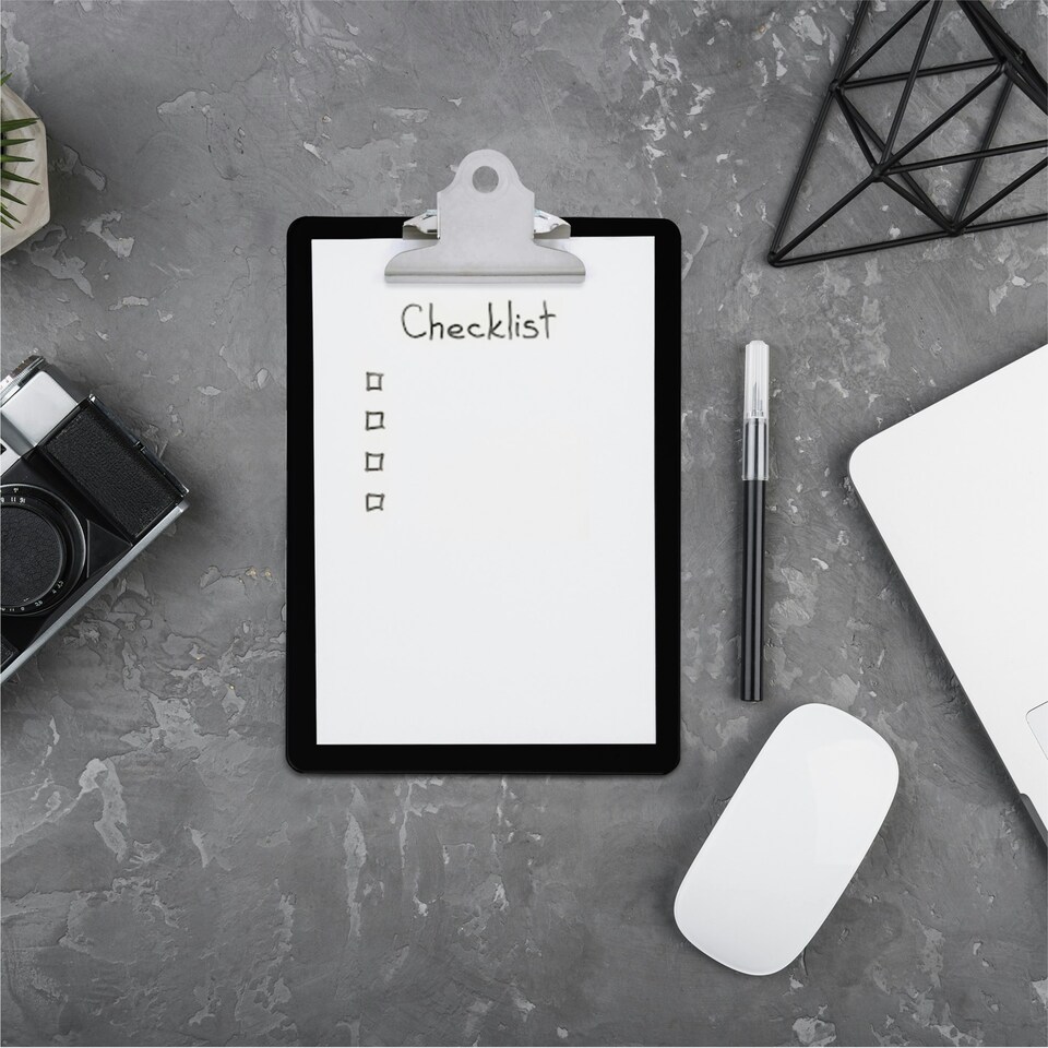 image 1 of Black A5 Clipboard with Butterfly Clip with Ruled Side