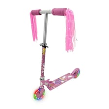 Zinc Two Wheeled Folding Light Up Explorer Scooter - Unicorn with Tassels