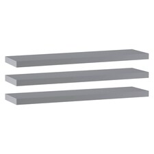 Floating Wooden Wall Shelves - 90x23.5cm | Grey | Grey & Set of 3 | 3