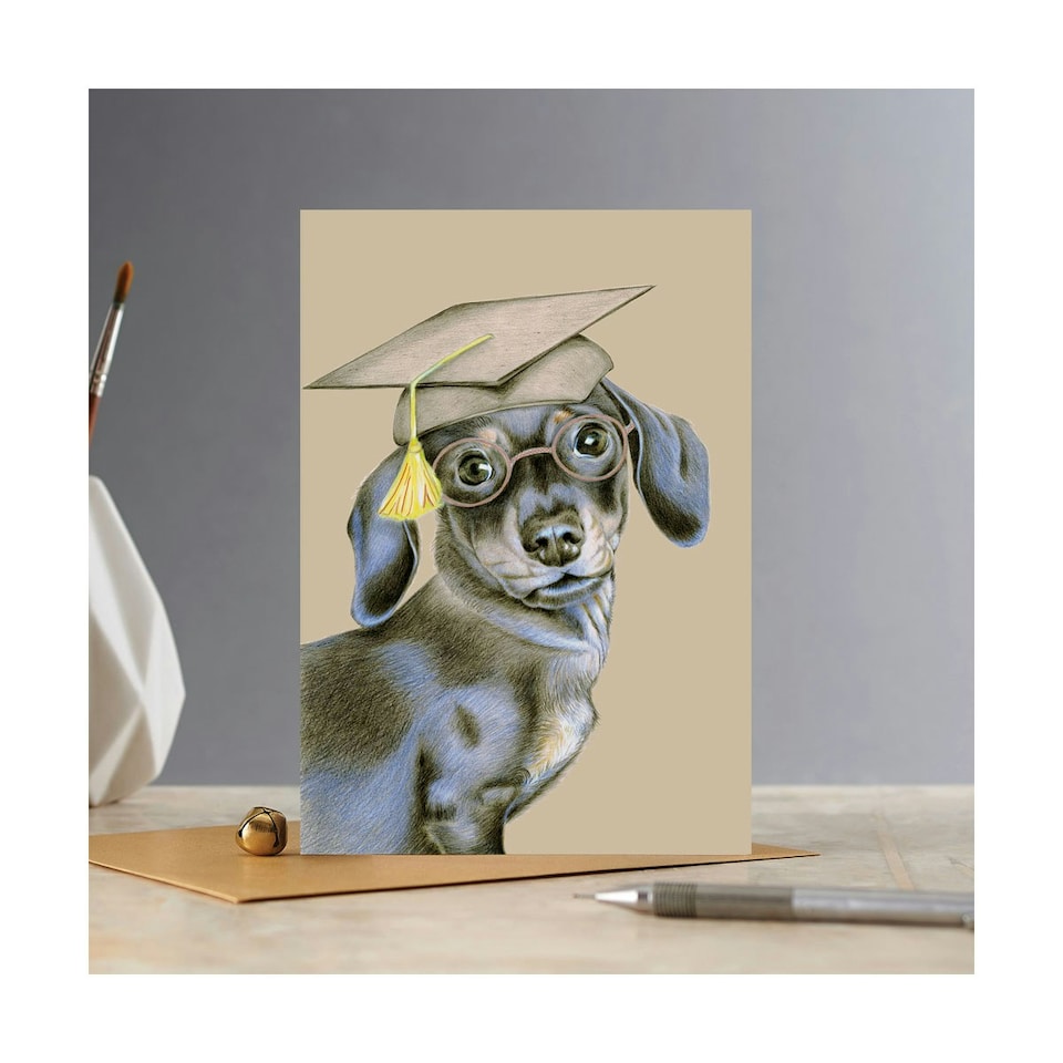 image 1 of Deckled Edge Clever Sausage Greetings Card - Cream/Grey - One Size