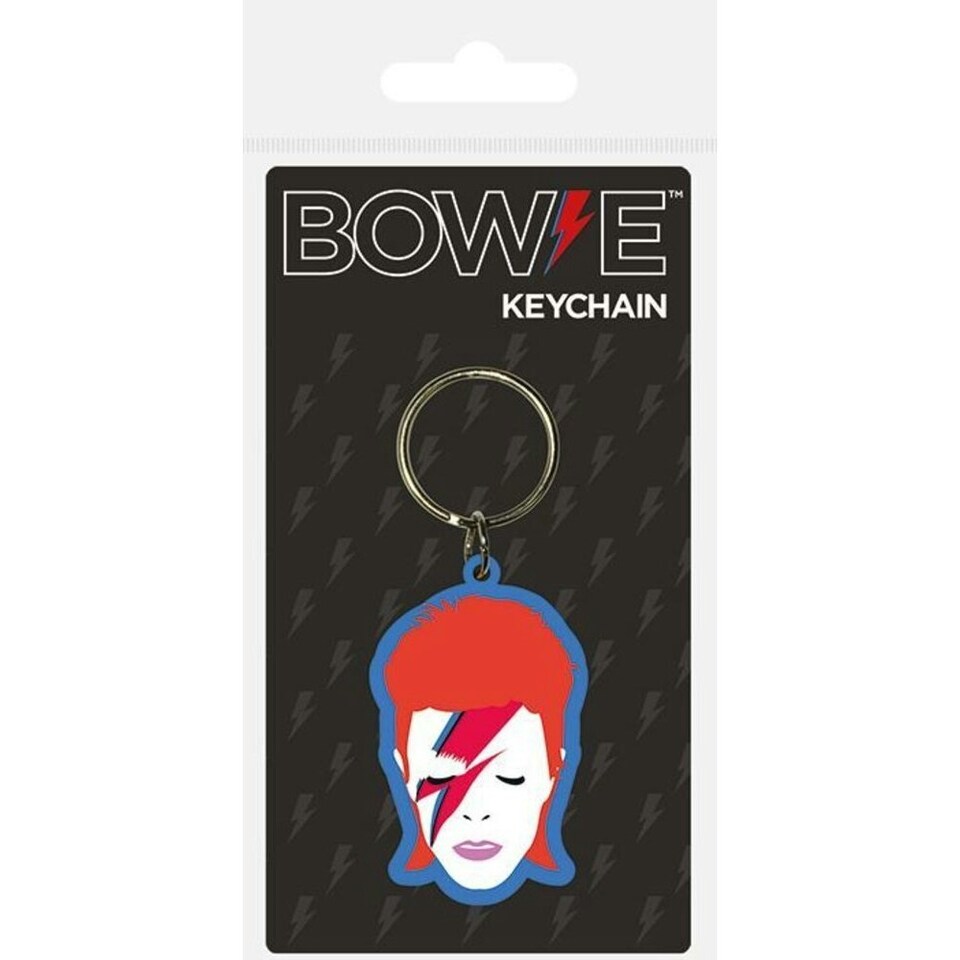 image 1 of David Bowie Rubber Keyring - Blue/Red/White - One Size