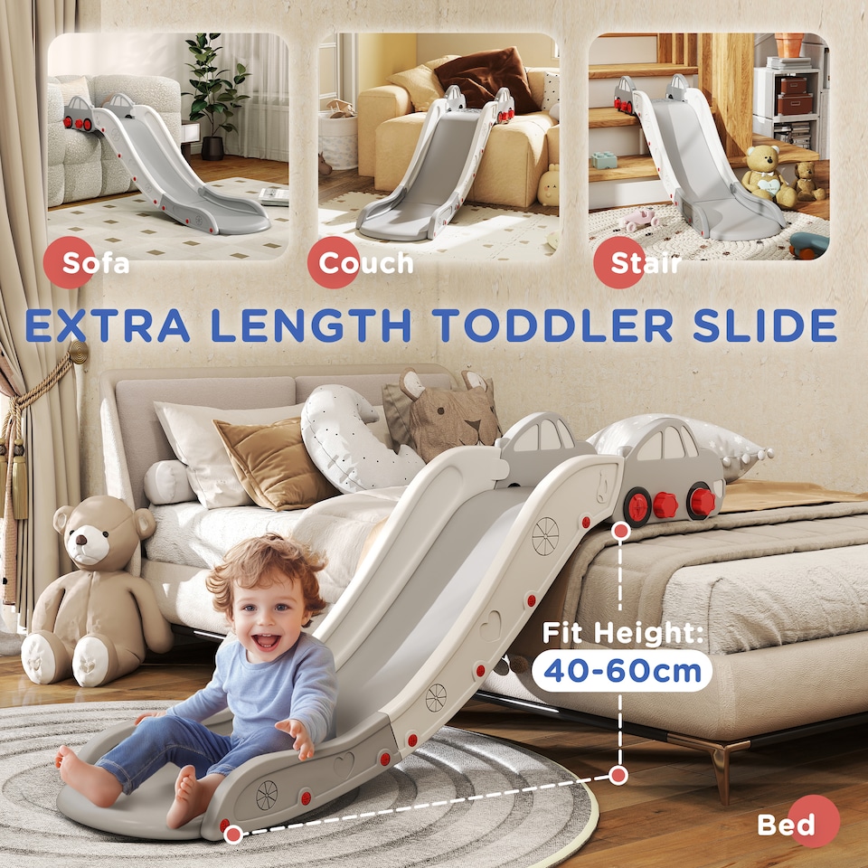 image 1 of AIYAPLAY Indoor Toddler Kids Slide for Bed, Sofa, Easy to Assemble, Grey