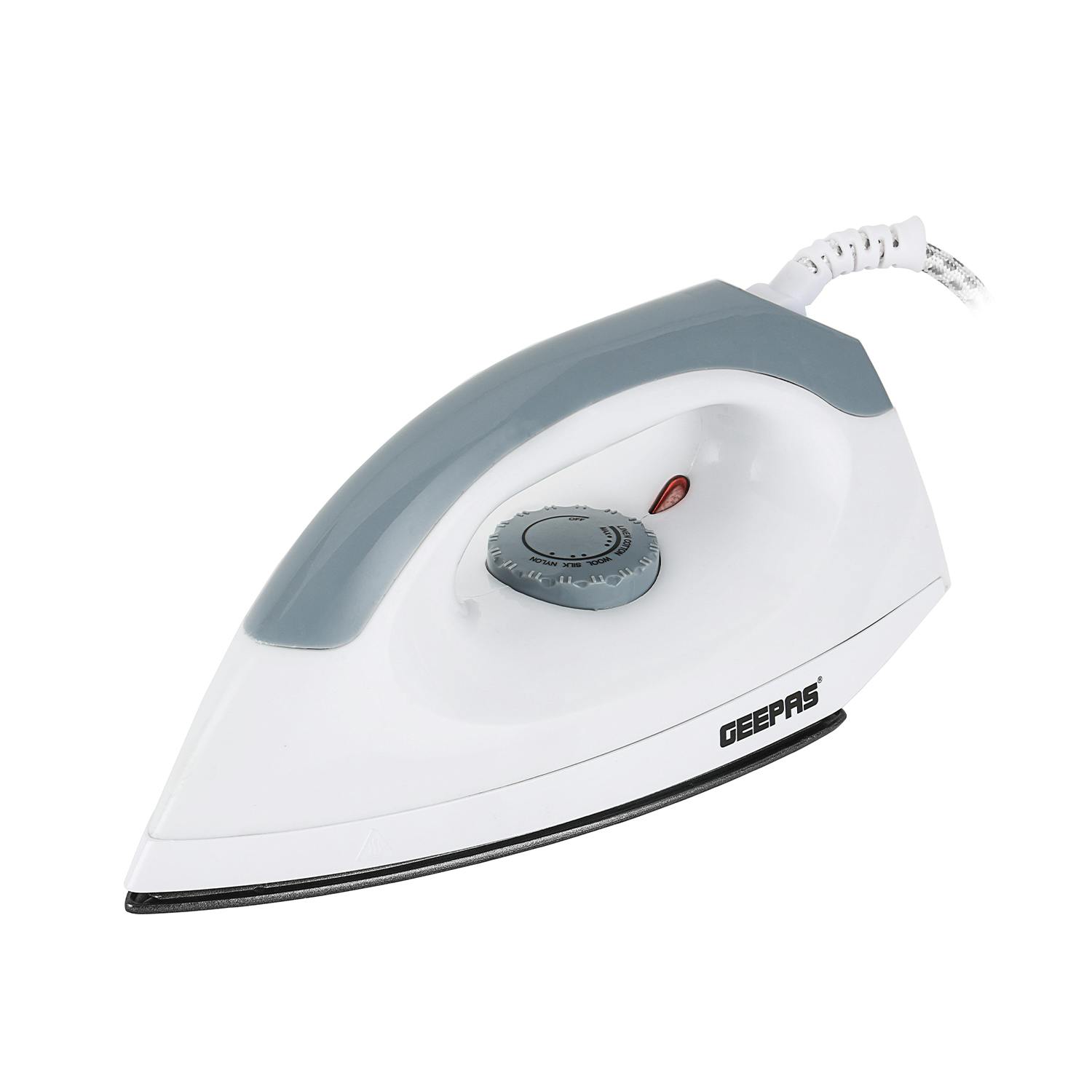 GEEPAS Lightweight Dry Iron Non Stick Soleplate 1200W White