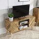 image 3 of TV Stand 2 Door Black Frame Open Storage Media Entertainment Home Furniture | Brown