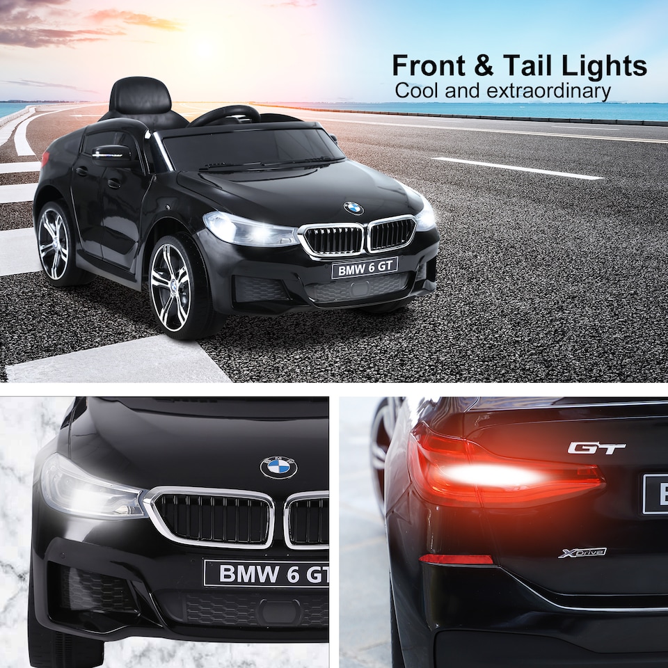 image 1 of HOMCOM BMW 6GT Licensed Electric Car for Kids, 6V Battery Powered Kids' Electric Ride-on with Remote Control, LED Headlights, Music, for 3-6 Years Old