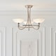 image 2 of Cagney 3 Light Semi Flush Multi Arm Ceiling Light Satin Chrome, White Painted Glass with Faint Line Pattern, G9