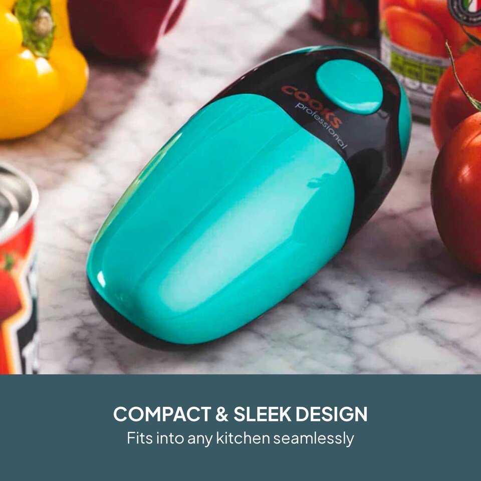 image 1 of Cooks Professional Automatic Can Opener with Simple One Touch Operation | Blue | Teal & Black